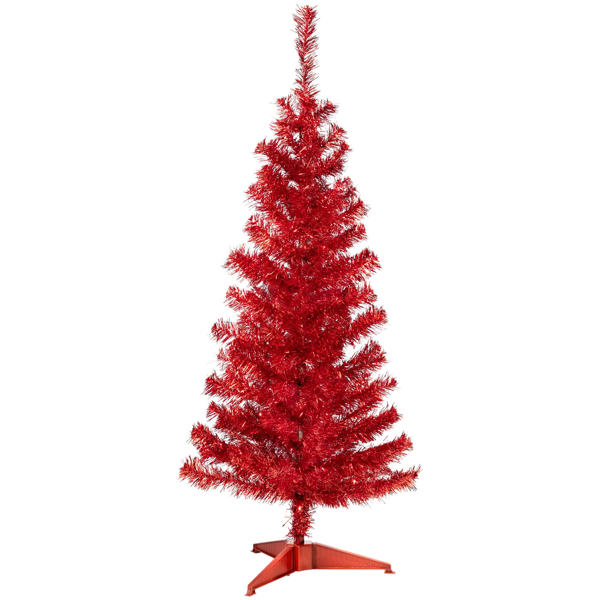 3ft. Unlit Red Tinsel Artificial Christmas Tree
